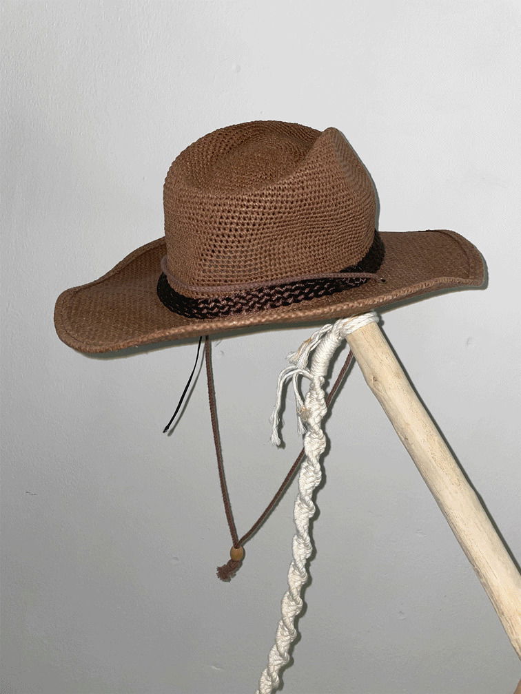 Deep brown net fedora
