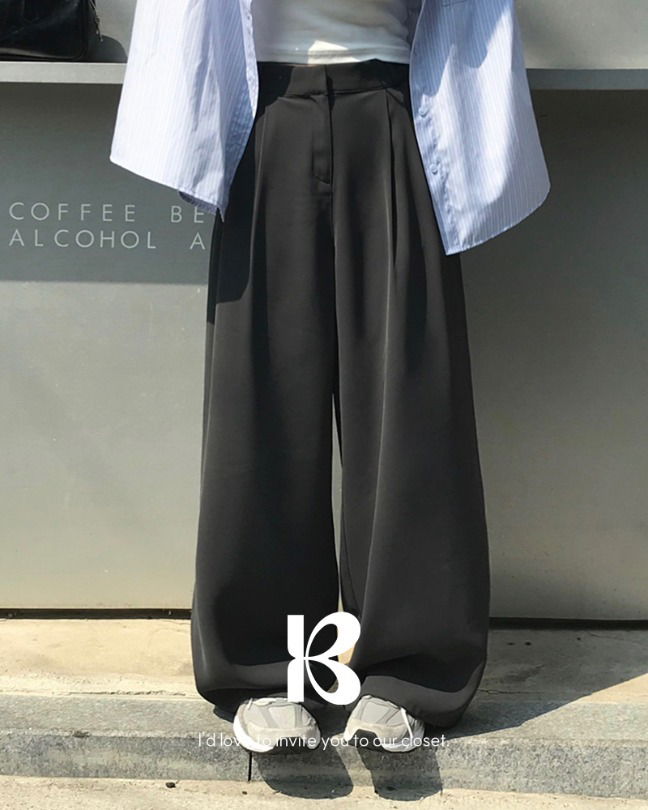 夏ver、ダブルタックワイドスラックスパンツ