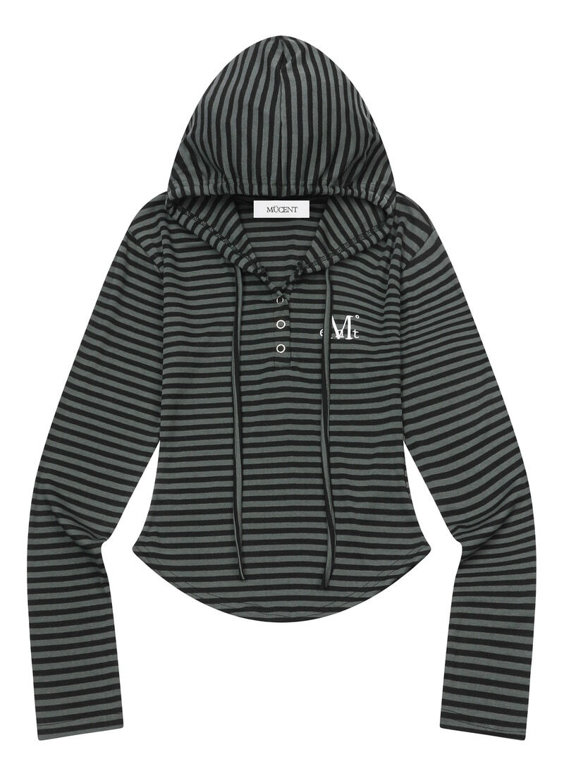 ASTON STRIPE SLIM HOOD T 長袖上衣