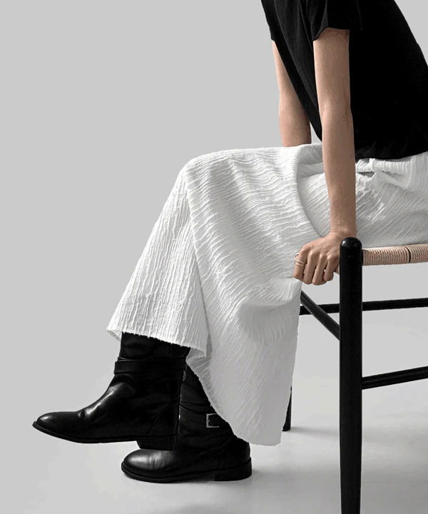 르니에 프린지 밴딩 롱 스커트