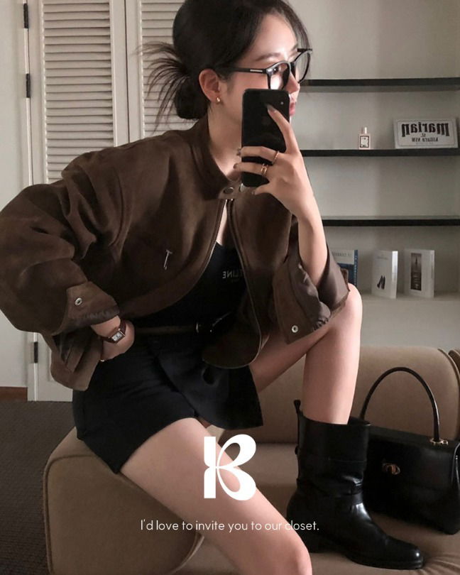 棉質磨砂絨連帽短版飛行外套