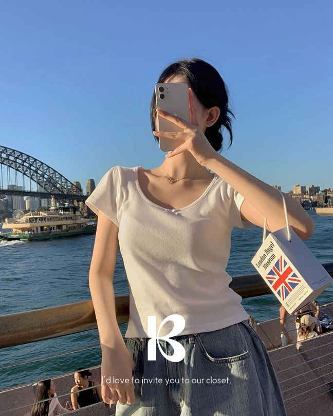 リボンフリル半袖Tシャツ