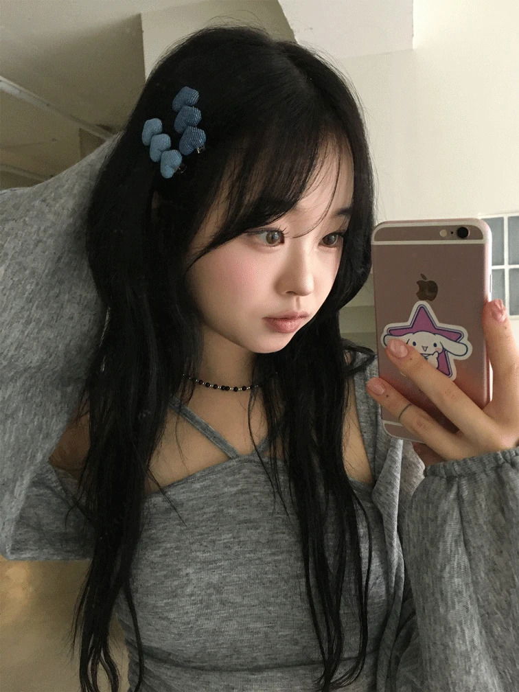 triple heart denim pin 配飾