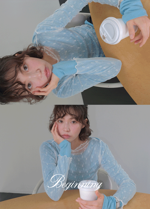 [MADE]리본플라워 메쉬 레이어드 티 (3color)