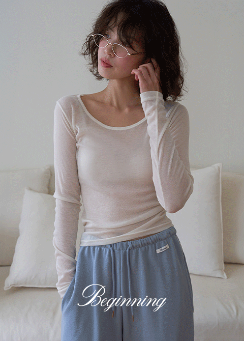 라떼 시스루 슬림 티셔츠 (9color/2type)(반팔추가)