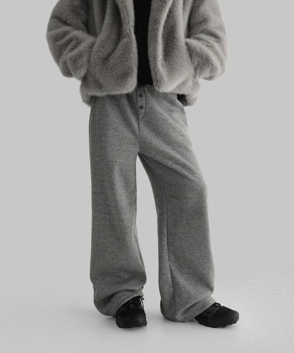 Keam Ribbed Fleece-lined Wide Banding Pants