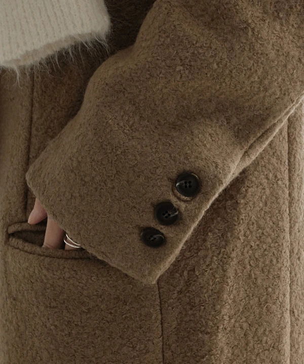 Poien boucle wool single overfit long coat