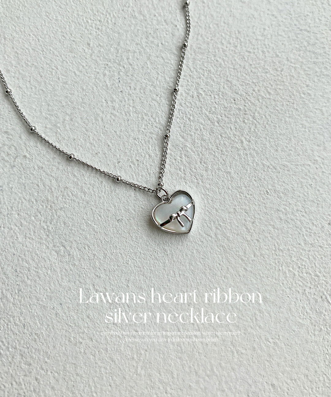 ロアンズハートリボンシルバーネックレス