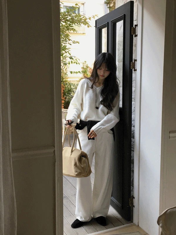 리밋 기모 와이드팬츠