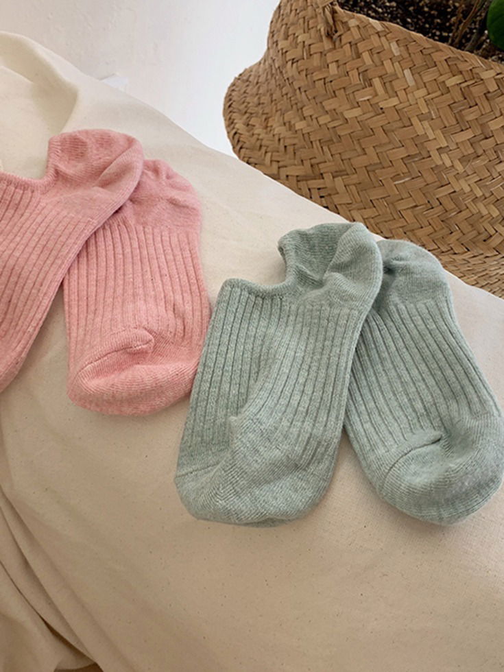 リブ編みくるぶしソックス