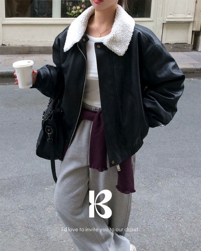 羊毛內裡皮革飛行外套 (人氣商品配送延遲)