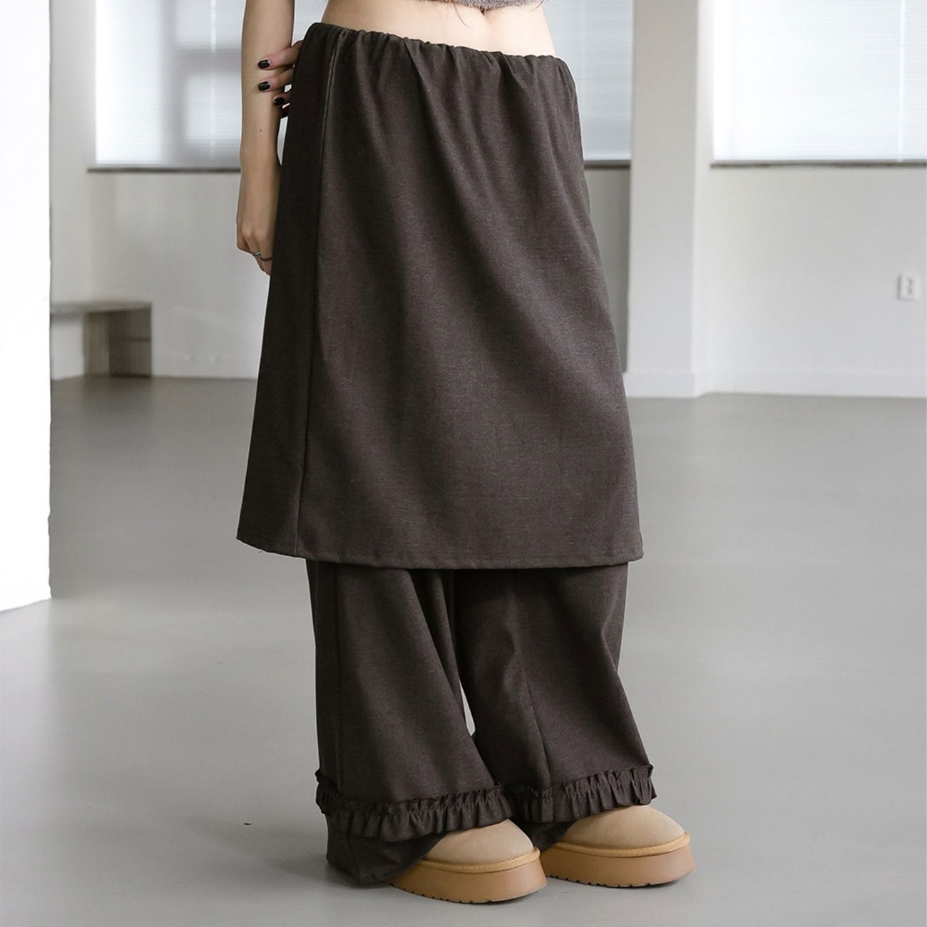 百搭分層荷葉邊寬褲