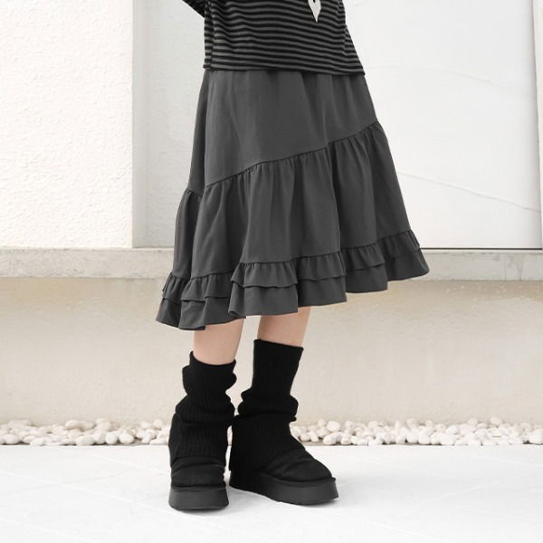 키쿠니 프릴 미디스커트
