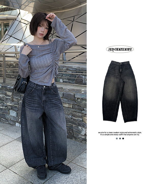 Sone Vintage Faded Wide Denim Pants