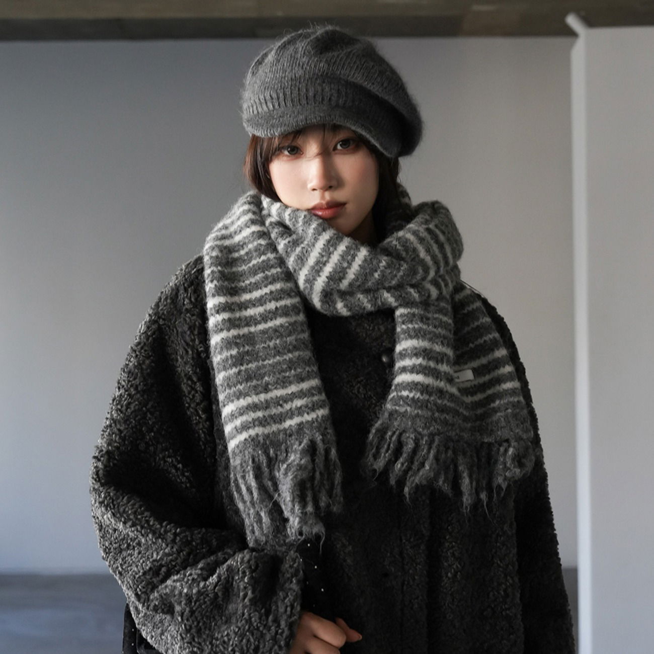 Setol wool striped muffler 配饰