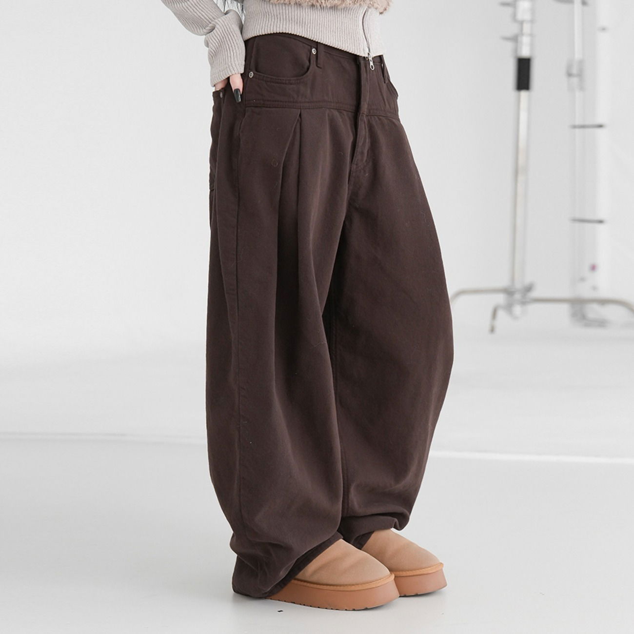 레본 기모 와이드팬츠