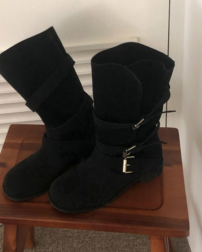 [2-way]ラップバックルスエードブーツ