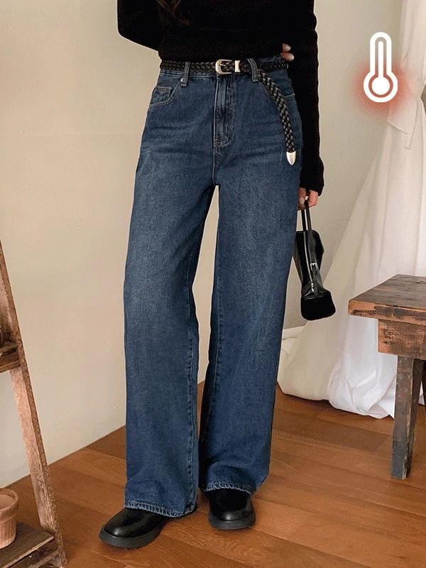 노마드 히든밴딩 와이드 기모 데님 팬츠 (5color)