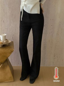 Non-fade Flared Raw denim pants with raised ribbed hem - 2 colors/S, M, L