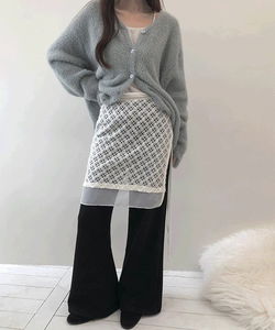 Elubin Wool Lace Punching Layered Wrap Skirt - 2 Colors