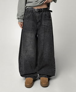テブッシュウォッシング切り替えバルーンワイドデニムパンツ