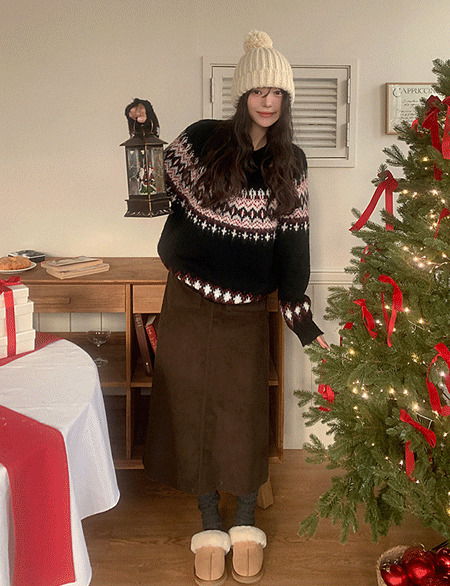 모네일 뒷밴딩 코듀로이 포켓 롱 스커트 85358