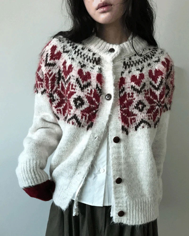 Roselle Heart Snowflake Cardigan 針織外套