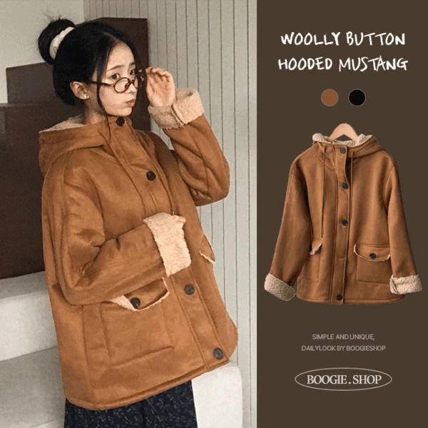 Bami Suede Fleece-Lined Pocket Mustang Shearling Button Jacket 夾克