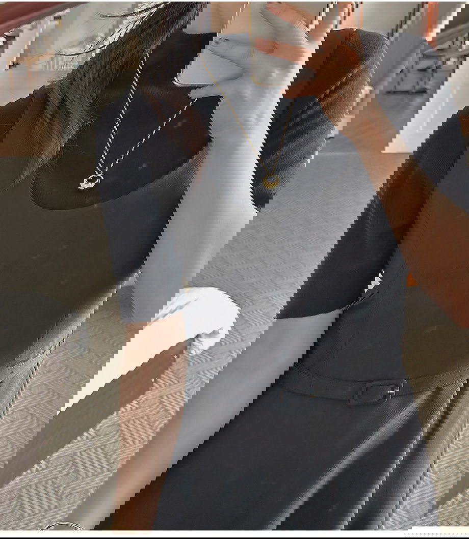 리리앤코 르시엘린 벨트 플레어 뷔스티에 롱 원피스