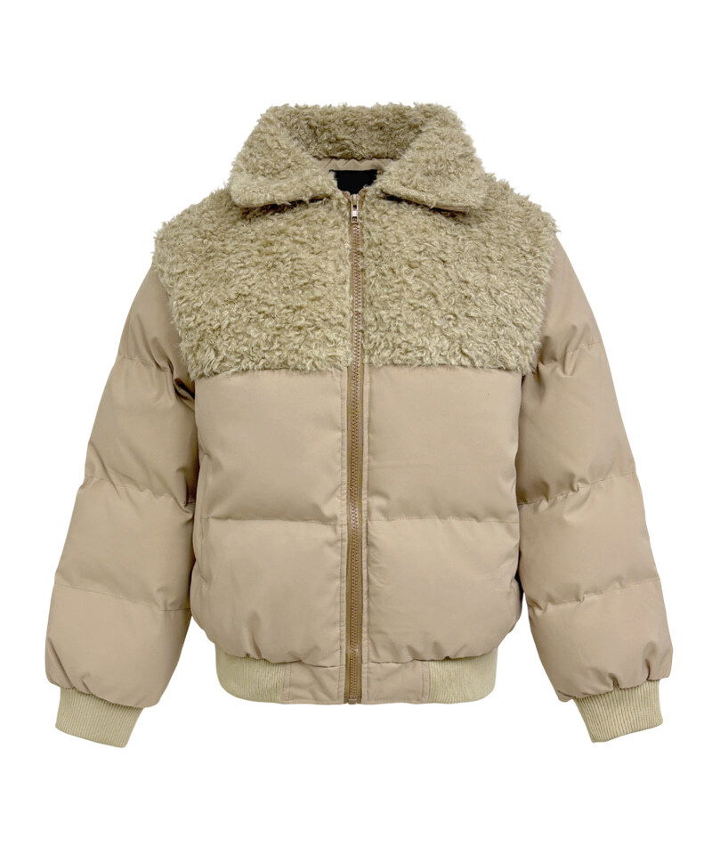 テディ配色ファーダウンジャケット