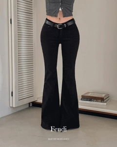 프엔디 OOT 로우라이즈 피치기모 겨울바지 코튼 부츠컷 롱 팬츠