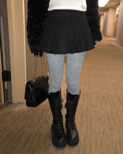 트니 플리츠 모직 숏 스커트