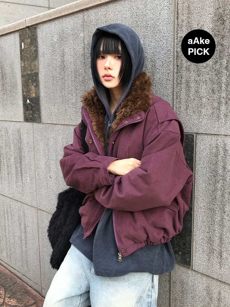 SHEARLING NECK FUZZY JUMPER (2color) 夾克