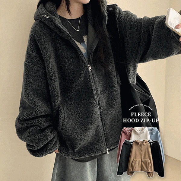 ラニット ボクシー ふわふわ ボアフードジップアップ