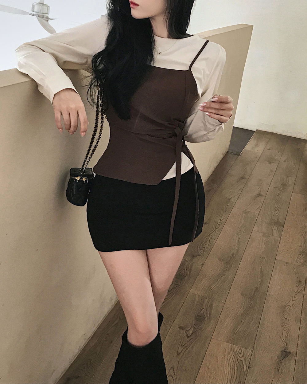 긴팔 티셔츠 모델 착용 이미지-S1L42