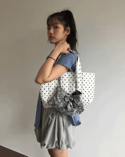 キルティングドットトートバッグ