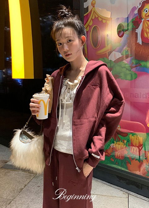 [MADE]도브 오버핏 기모 후드집업