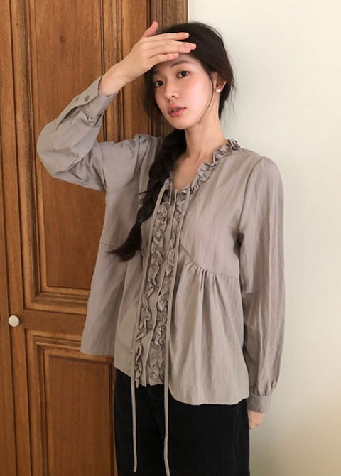 블랑쉬 프릴 레이스 블라우스