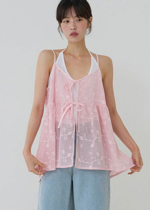 [MADE]크로셰 플라워 리본 뷔스티에 (2color)