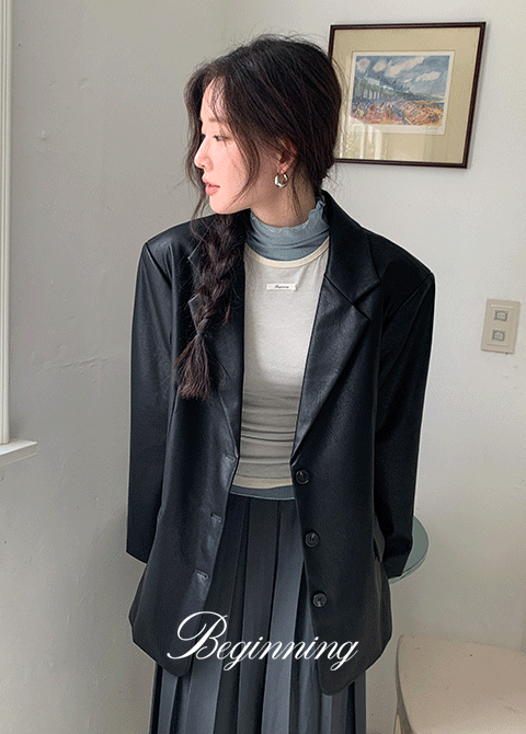 [MADE]레더 블레이저 자켓