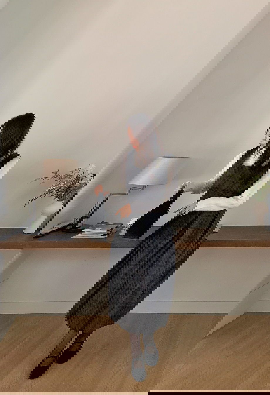 리리앤코 스누이벤 울 체크 맞주름 스퀘어넥 뷔스티에 롱 원피스