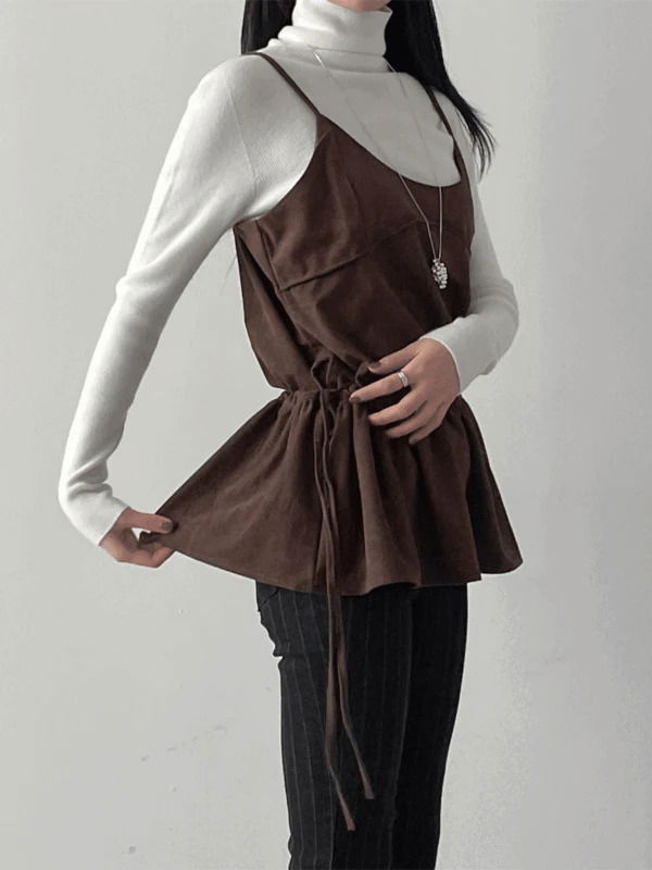 Frilled Suede Bustier 无袖