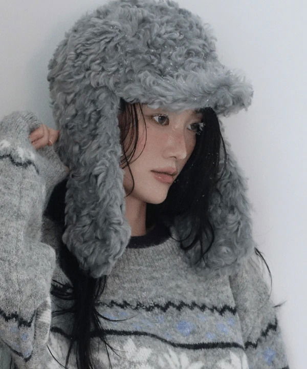 Semi-buckle fur cap tourper hat 帽子