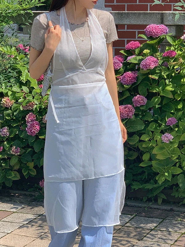 透膚無袖層次式抹胸連身裙