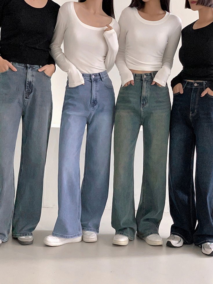 Stytherin inner banding Spandex wide denim pants jeans