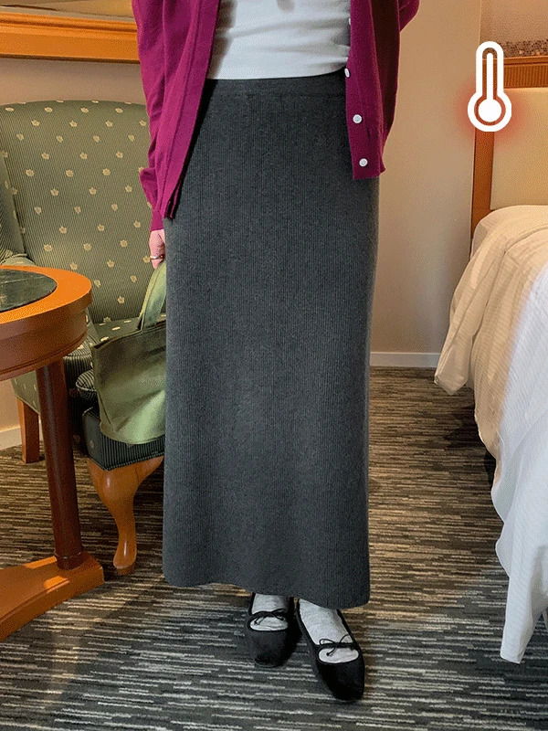 페뉴 H라인 밍크 융기모 골지 니트 밴딩 스커트 (5color)