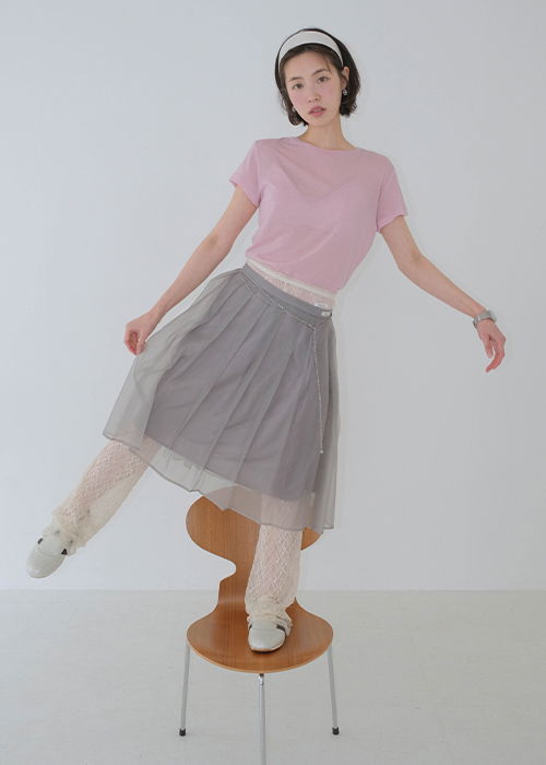 [MADE]오간자 미디 플리츠 스커트 (3color)
