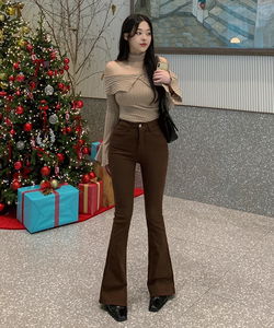 MADE Fleece-lined Optional Crazy Spandex Long Flared Pants