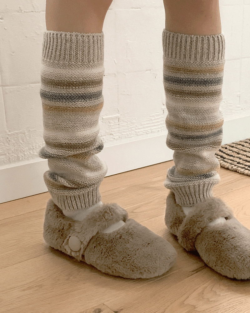 復古美拉德棕色系條紋襪套