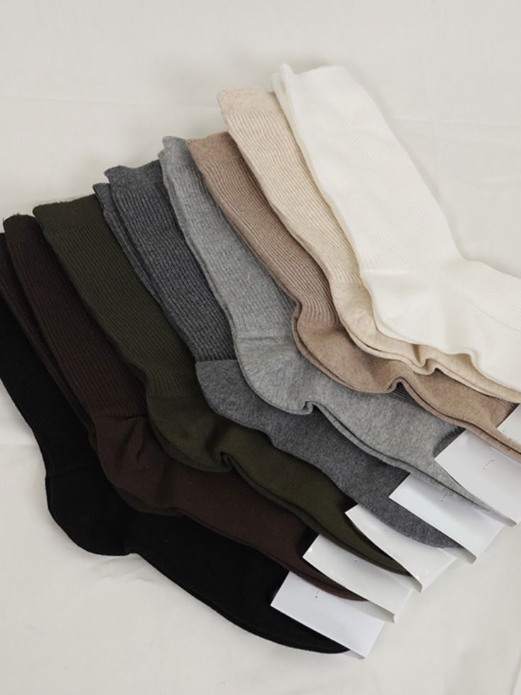 Down color plain Ribbed 袜子